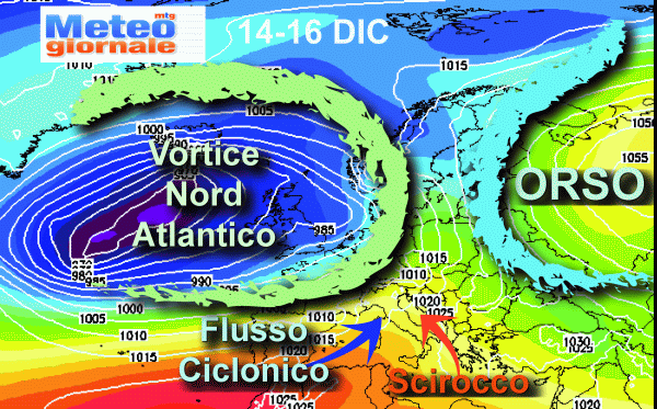 Evoluzione prevista, carta da www.meteogiornale.it