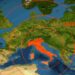Coronavirus epidemic, word COVID-19 on Europe map. Novel coronavirus outbreak in Italy, the spread of corona virus in the World. COVID-19 infection concept. Elements of this image furnished by NASA.