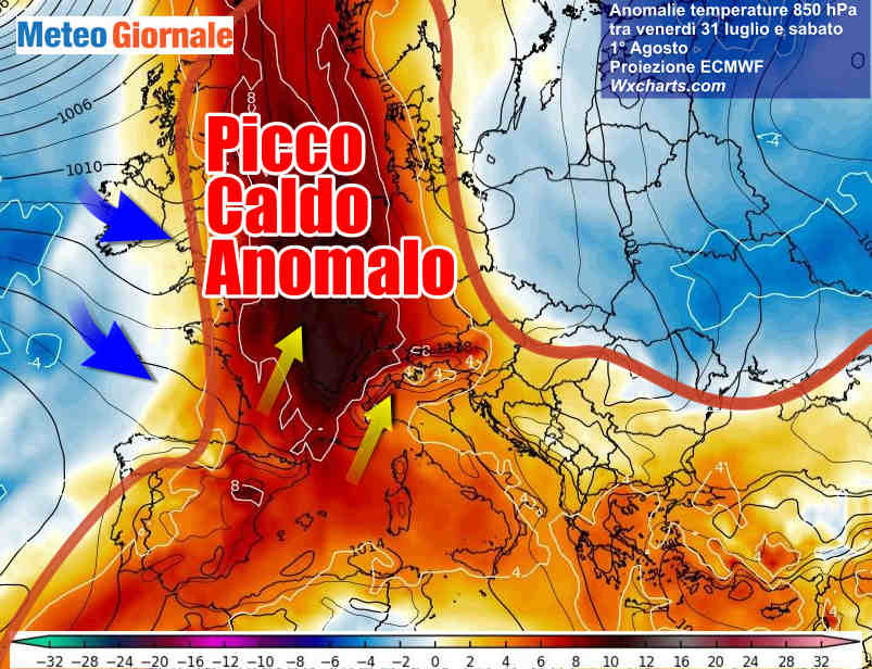 Caldo previsto in Europa, in Francia rischio record con oltre 40 gradi