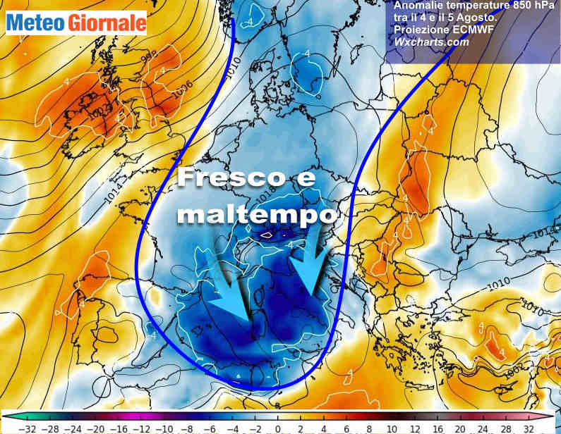 TEMPORALI e brusco CALO TERMICO dilagano sull’Italia, l’ESTATE si FERMA