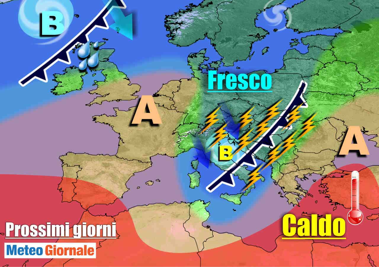 METEO 7 Giorni: TEMPORALI sull’Italia, temperature in picchiata. Estate in crisi?