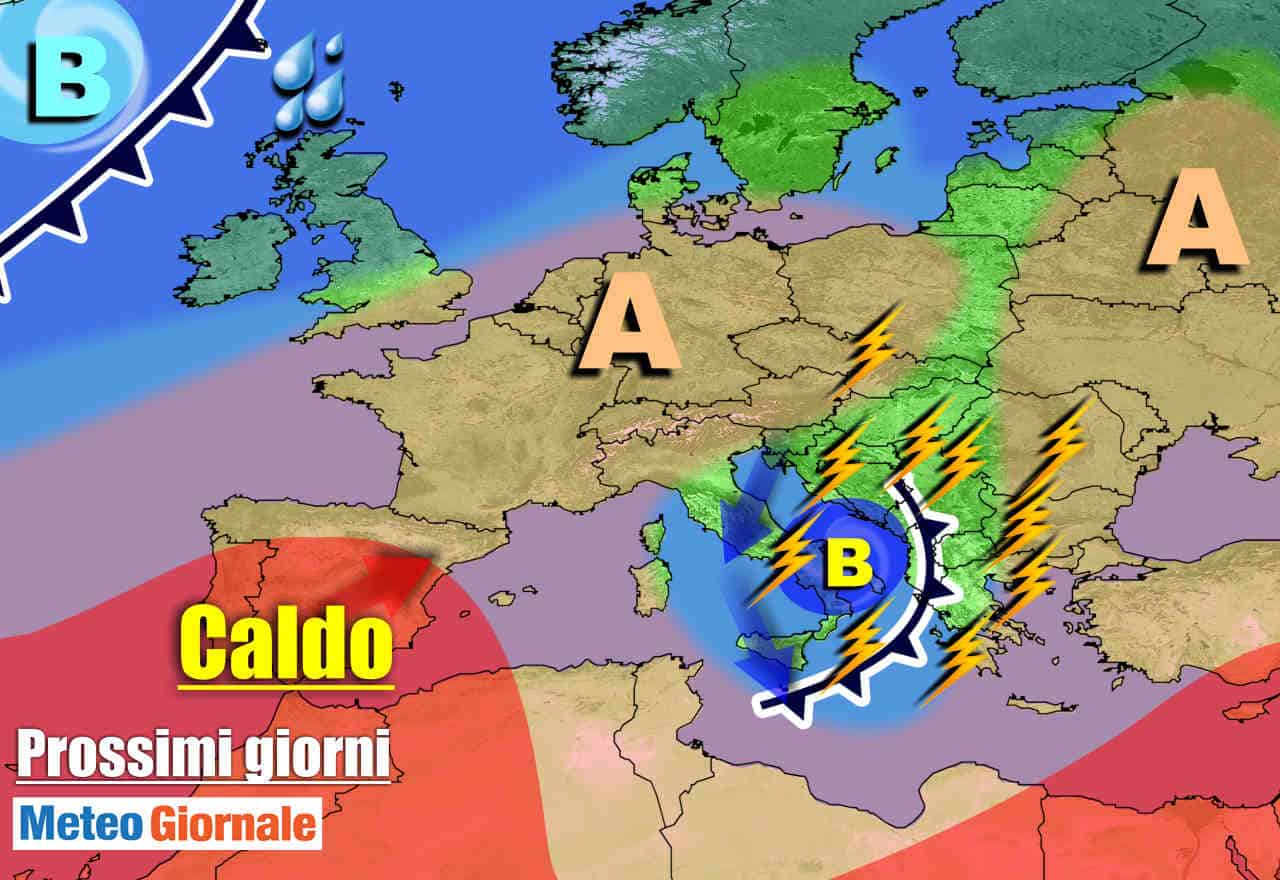 METEO prossimi giorni: CICLONE FREDDO spazza l’Italia, TEMPORALI verso Centro-Sud