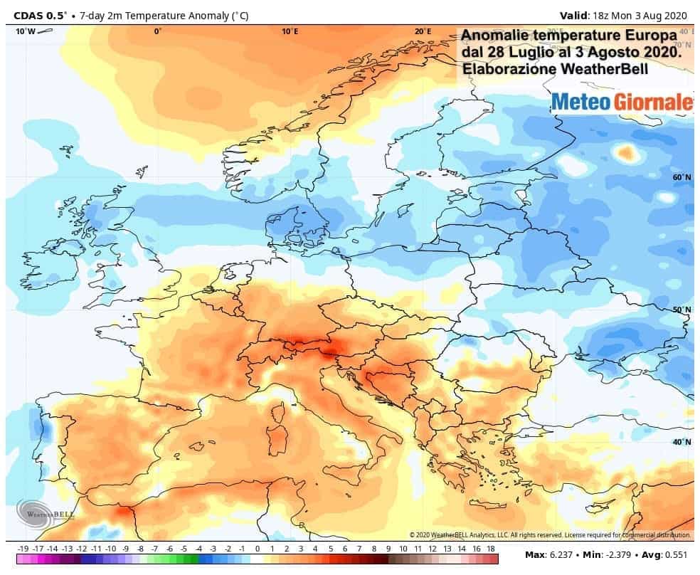 Clima Europa ultimi 7 giorni: il primo vero ruggito africano dell’estate