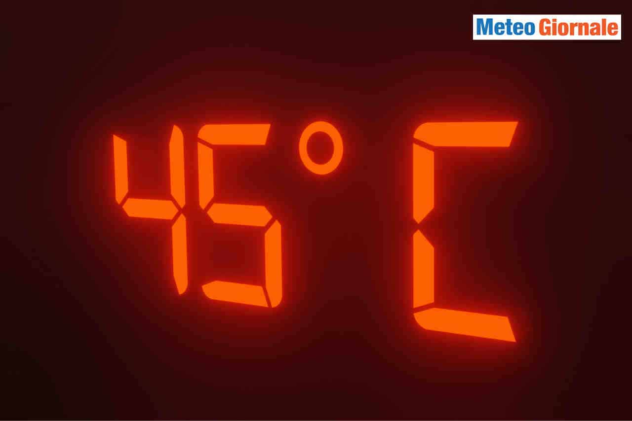 Proiezioni meteo temperature: 43°C anche nel Centro. Italia, picchi 45°C