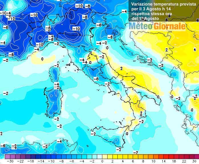 METEO: crollo poderoso delle temperature in picchiata ad inizio settimana