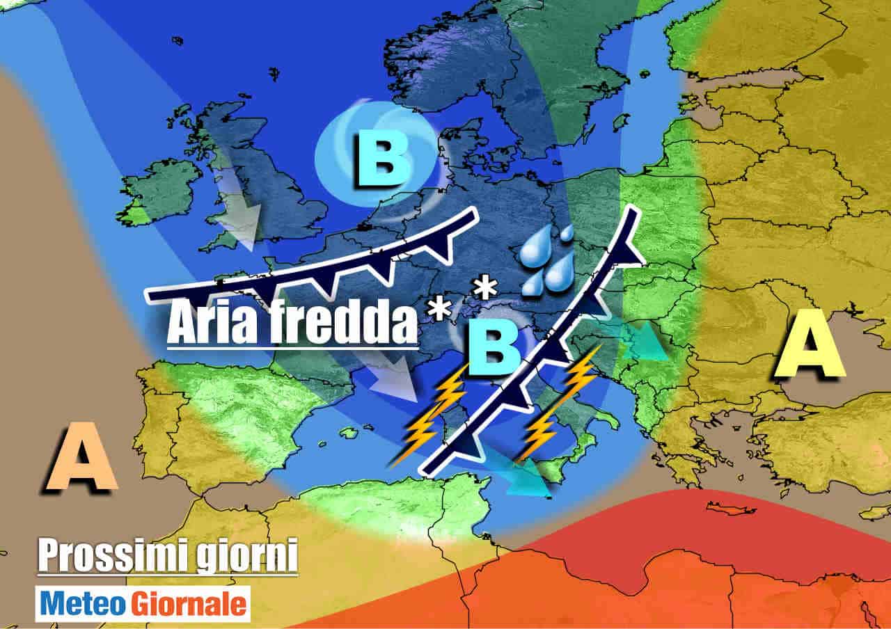METEO 7 Giorni. Irrompe forte MALTEMPO autunnale, con brusco CALO TERMICO