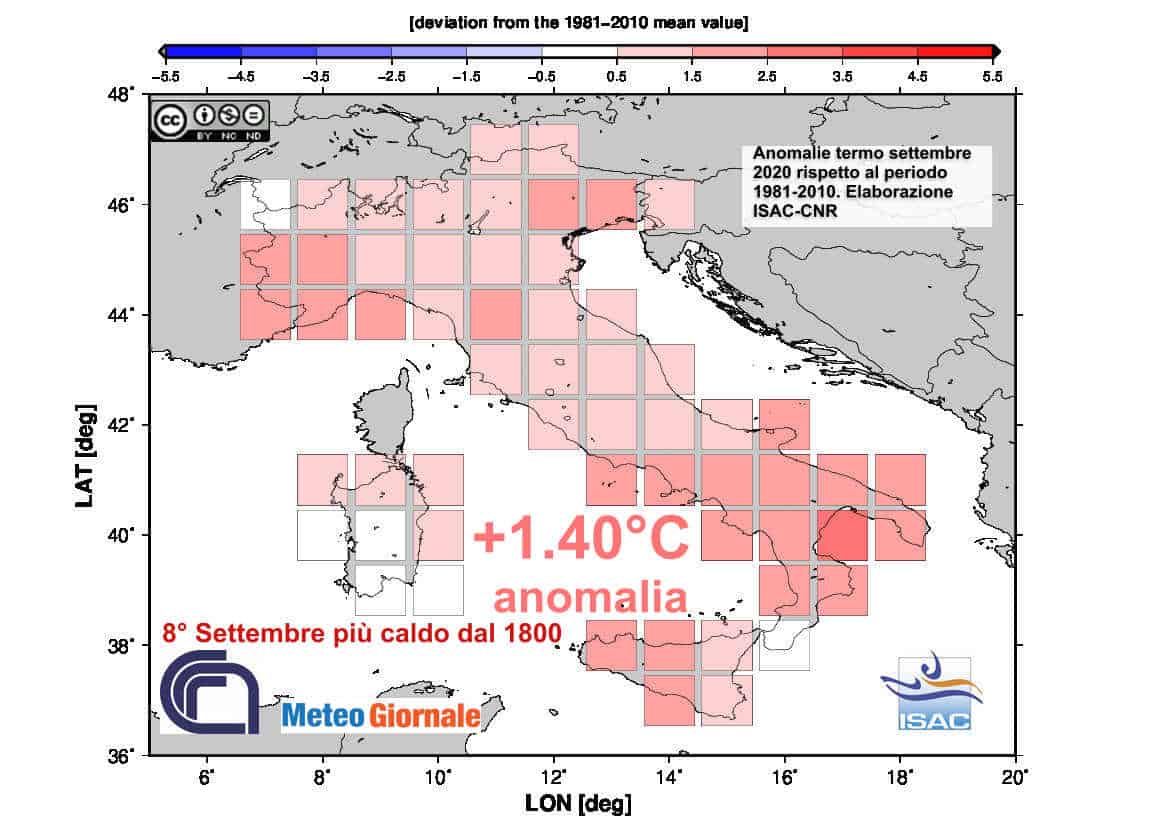 Settembre 2020 sull’Italia, fra i più caldi nonostante il FREDDO ANOMALO