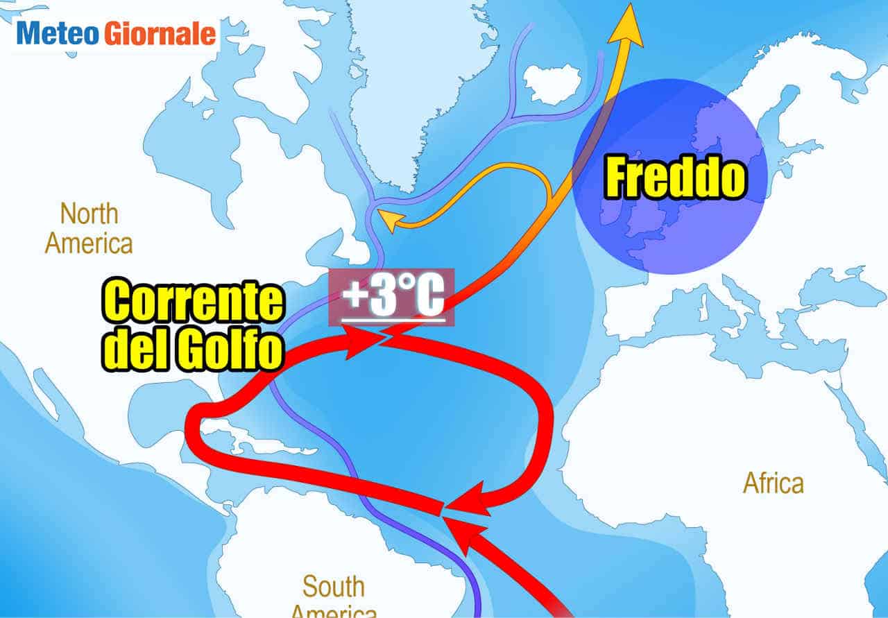 corrente del golfo in condizioni di anomalia