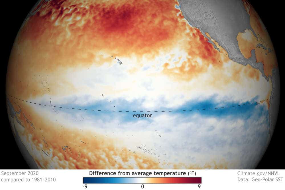 Aggiornamento La Niña: rischio evento moderato forte, influirà sull’inverno