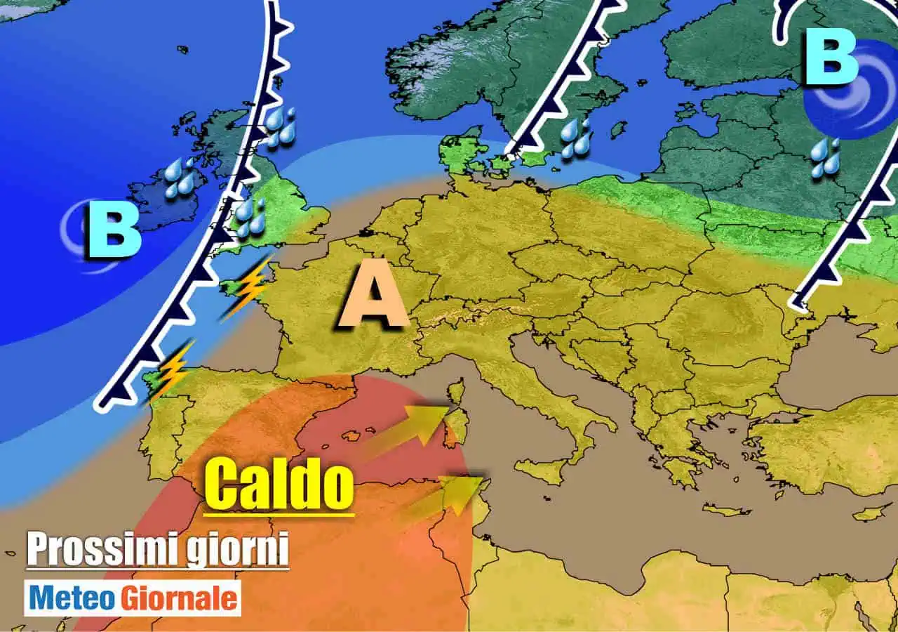 Evoluzione meteo inizio settimana