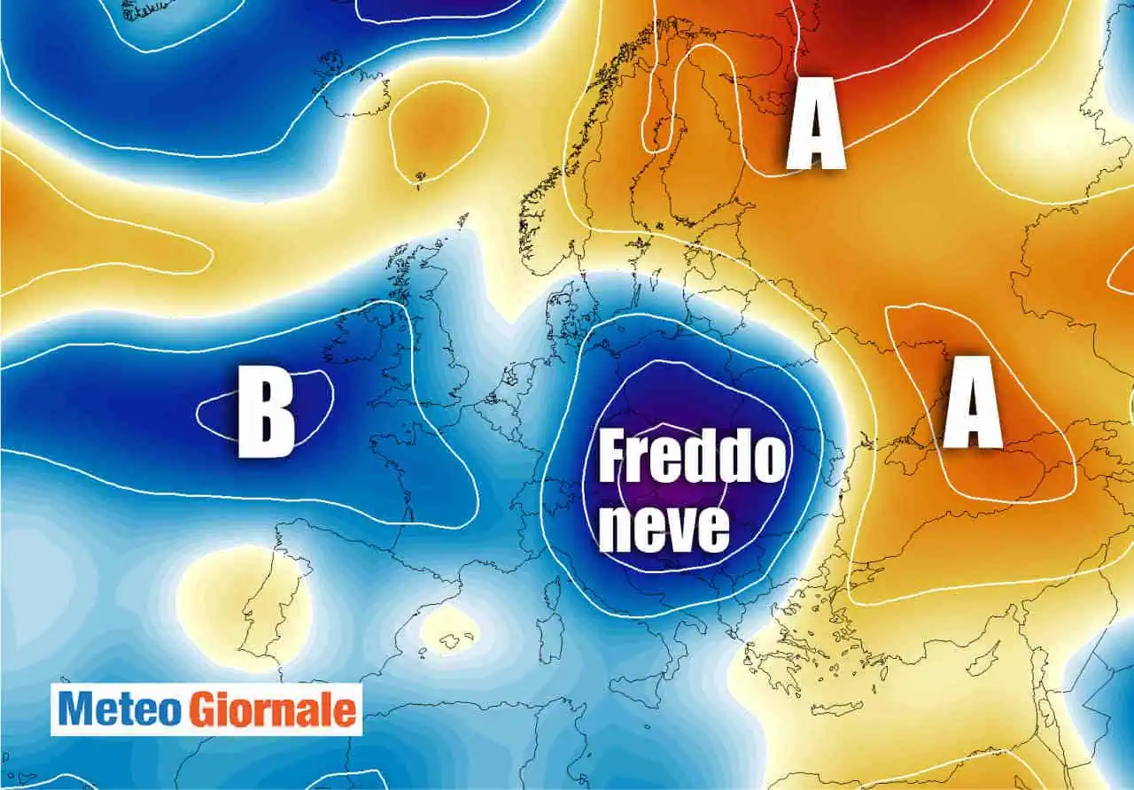 Gelo invernale in Europa.