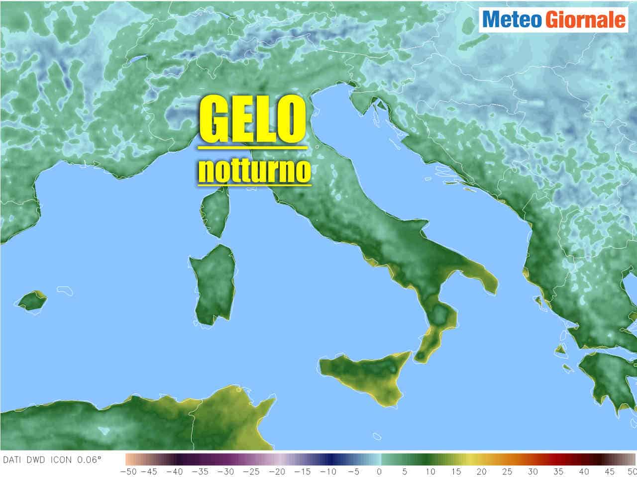 GELATE notturne, queste le temperature previste