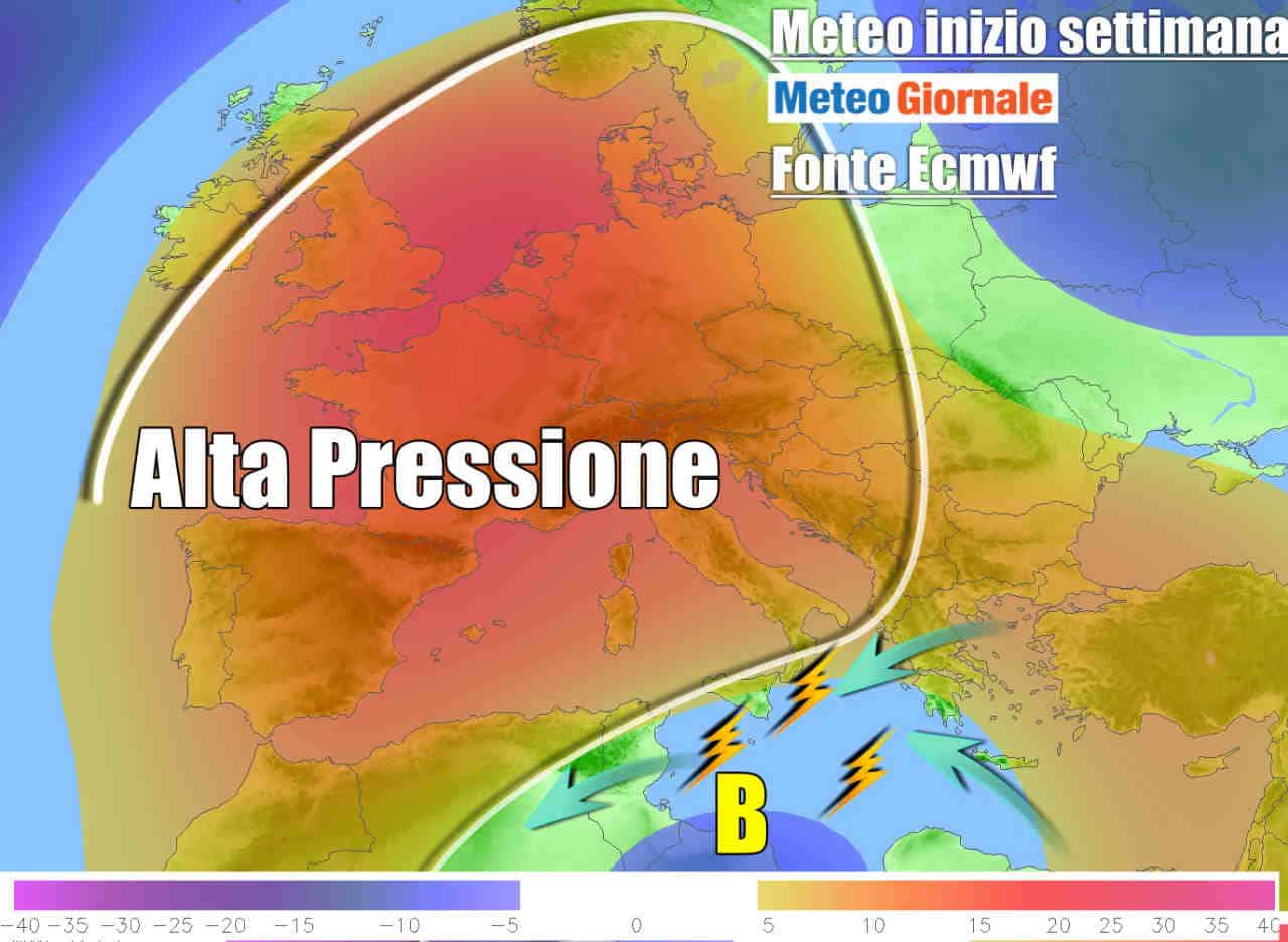 METEO Italia. Rinforza l’alta pressione, ancora rovesci e temporali al Sud