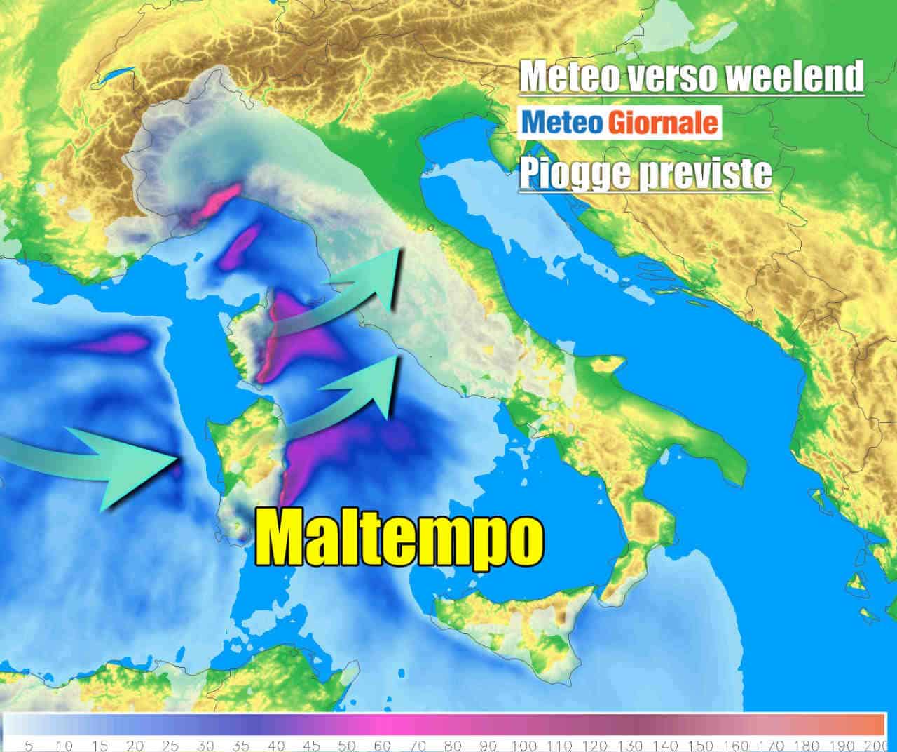 Meteo verso FORTE maltempo con rischio fenomeni violenti