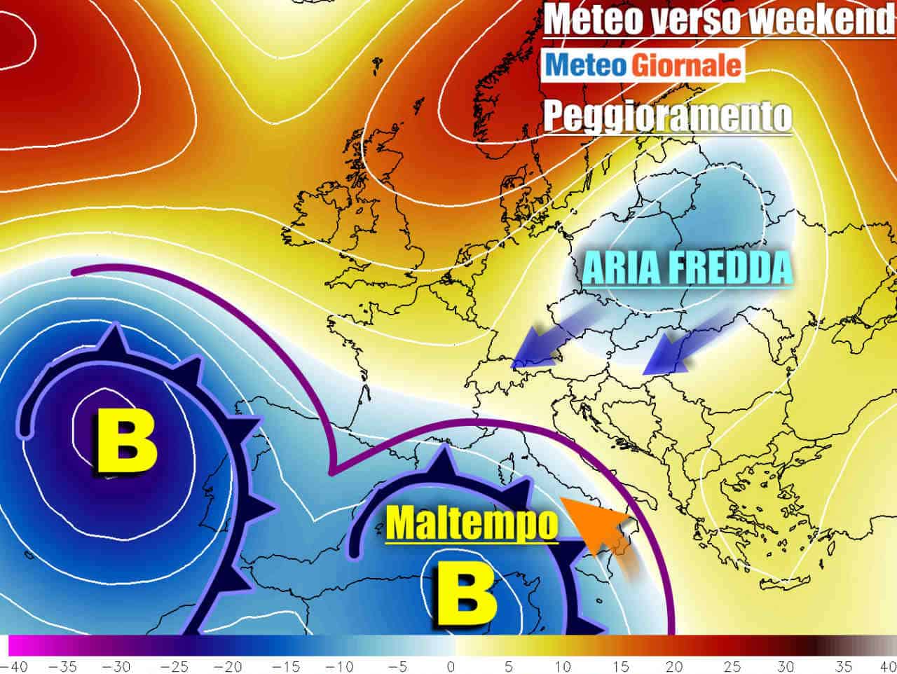 METEO Previsioni Italia. Burrasca nel weekend, torna il MALTEMPO anche forte