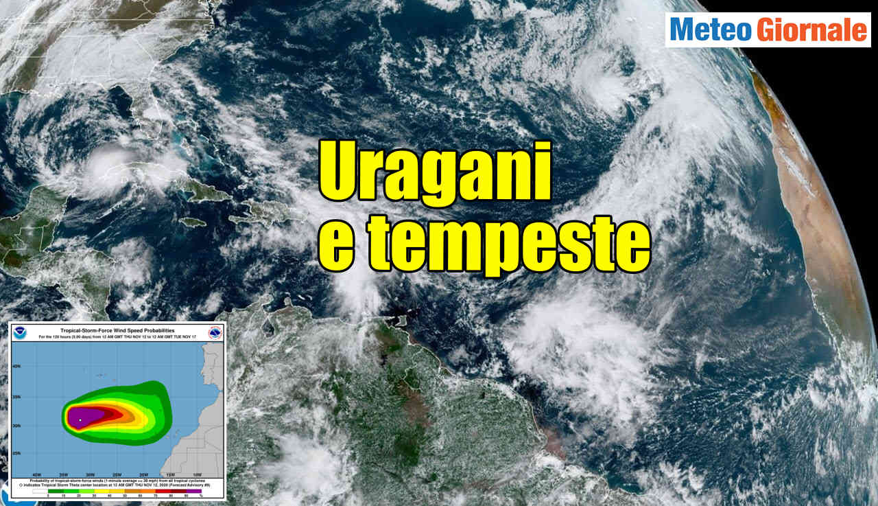 Tempesta tropicale Theta fa rotta verso Europa. Previsioni meteo