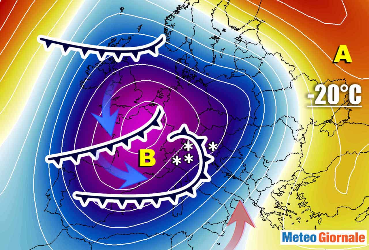 CONFERME: il meteo Lunedì TEMPESTOSO su Italia. Forte Neve Nord Ovest, Alpi e Appennino