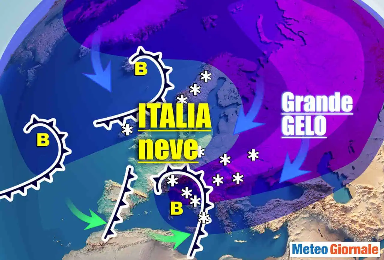 Indici climatici favorevoli a ondate di gelo con neve.