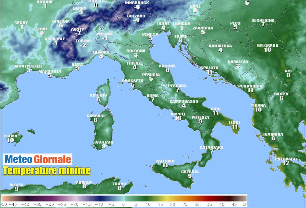 Meteo domani temperature.