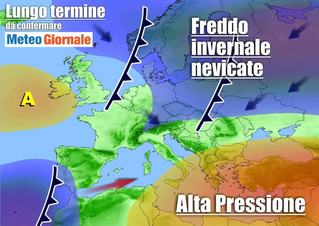 Meteo lungo termine variabile contrassegnato da insidie invernali.