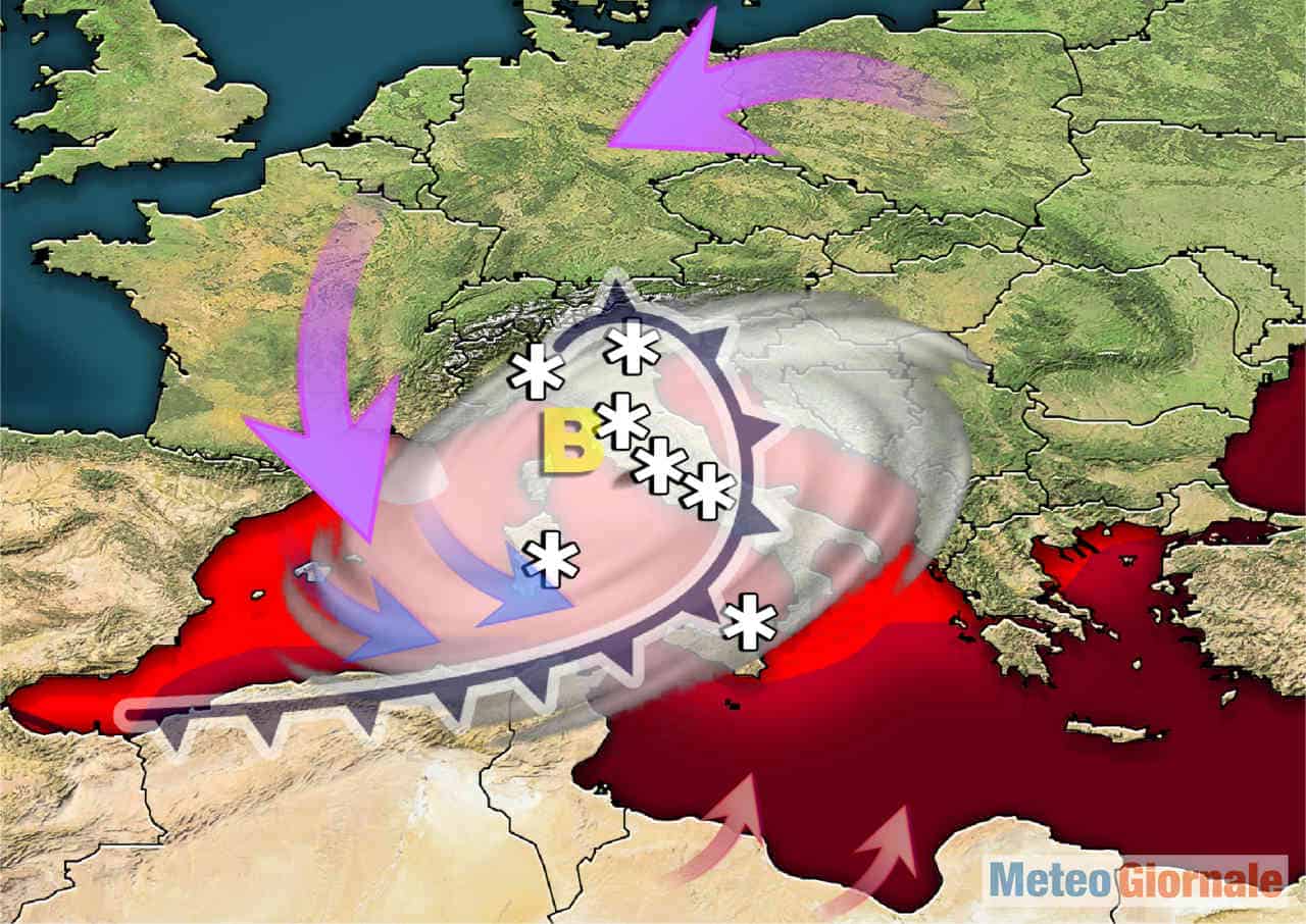 Tempeste di neve nel Mediterraneo: mare caldo e gelo dalla Siberia