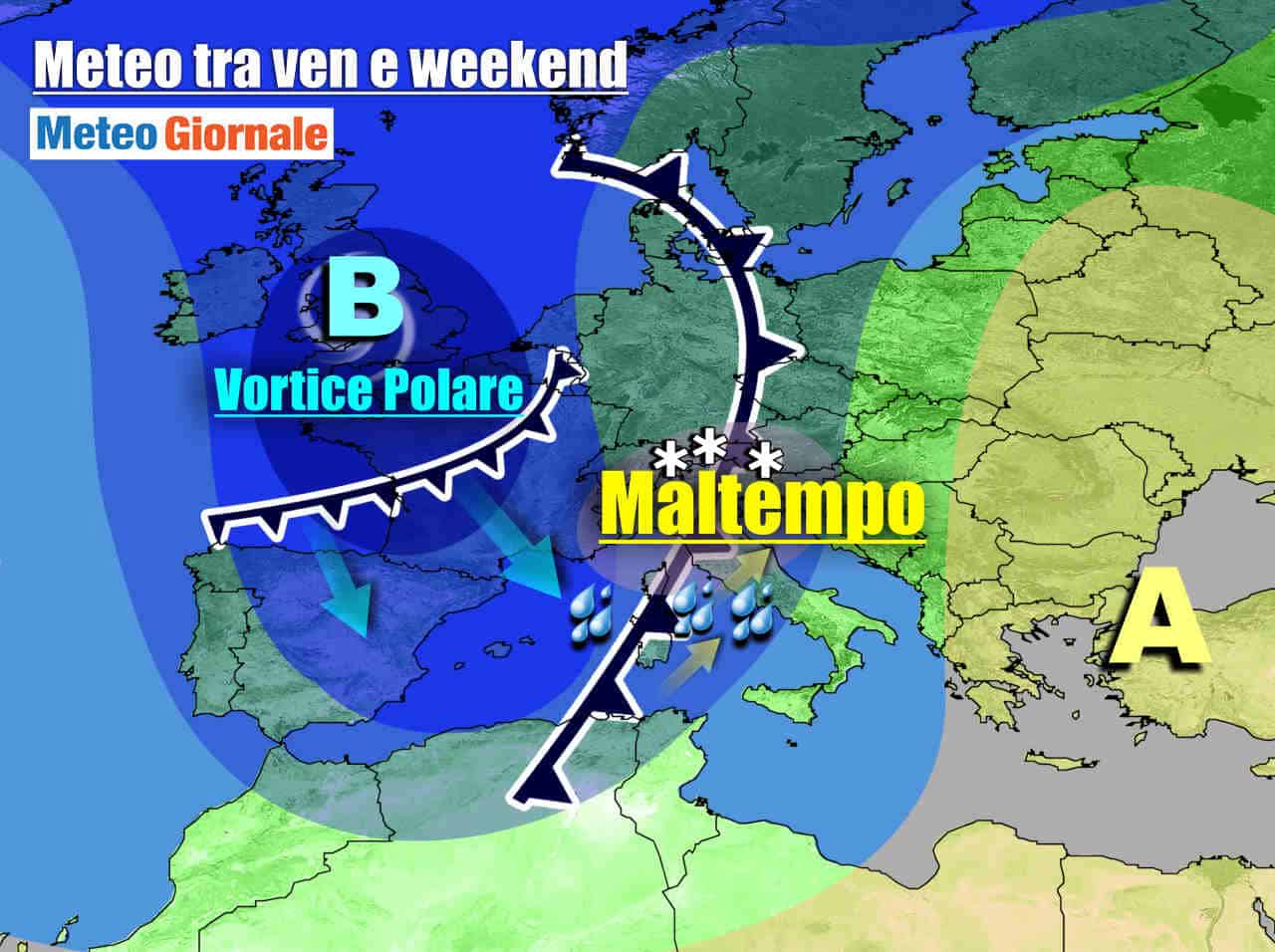 METEO con MALTEMPO invernale su Italia. Tantissima neve su Alpi e Nord Ovest