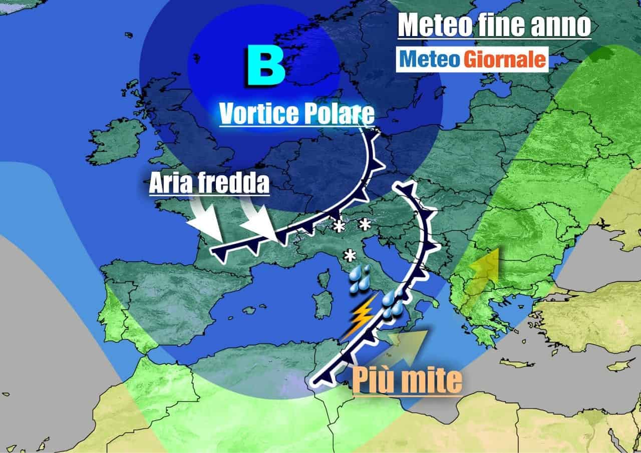 METEO Italia. PIOGGIA e altra NEVE. Persiste il CICLONE POLARE