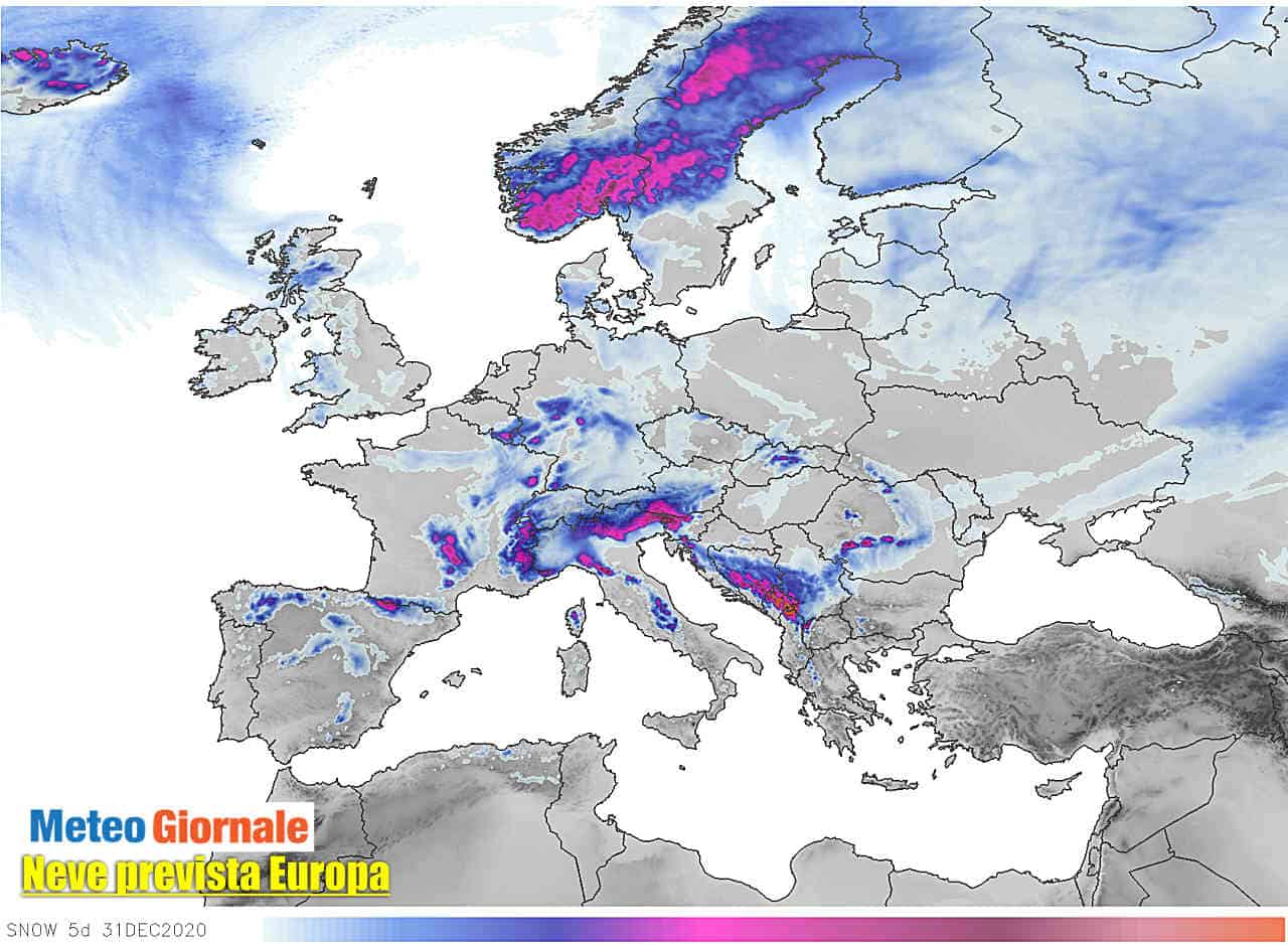 Forti nevicate sono attese in Europa