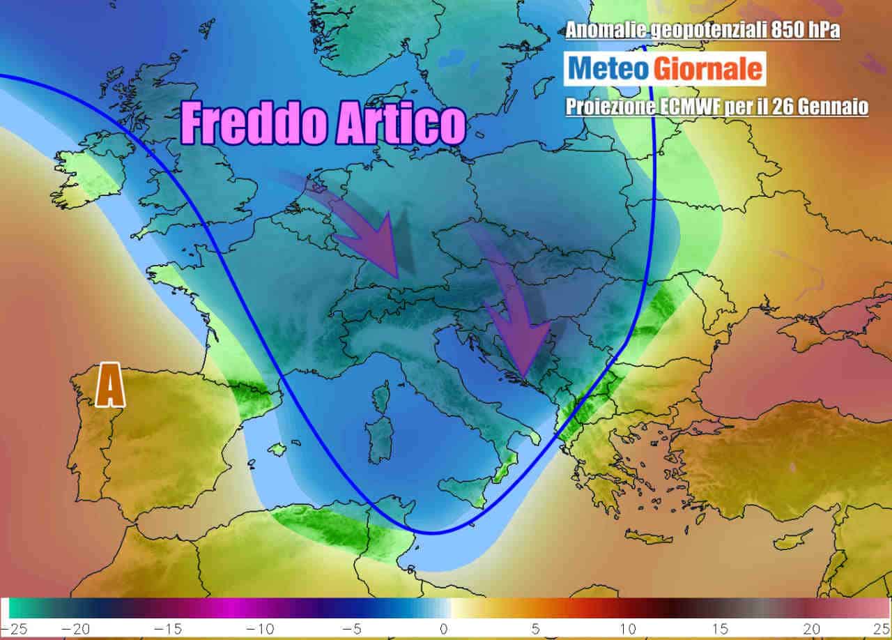 Ritorno del freddo sull’Italia. Ecco quando con anche la neve, i dettagli
