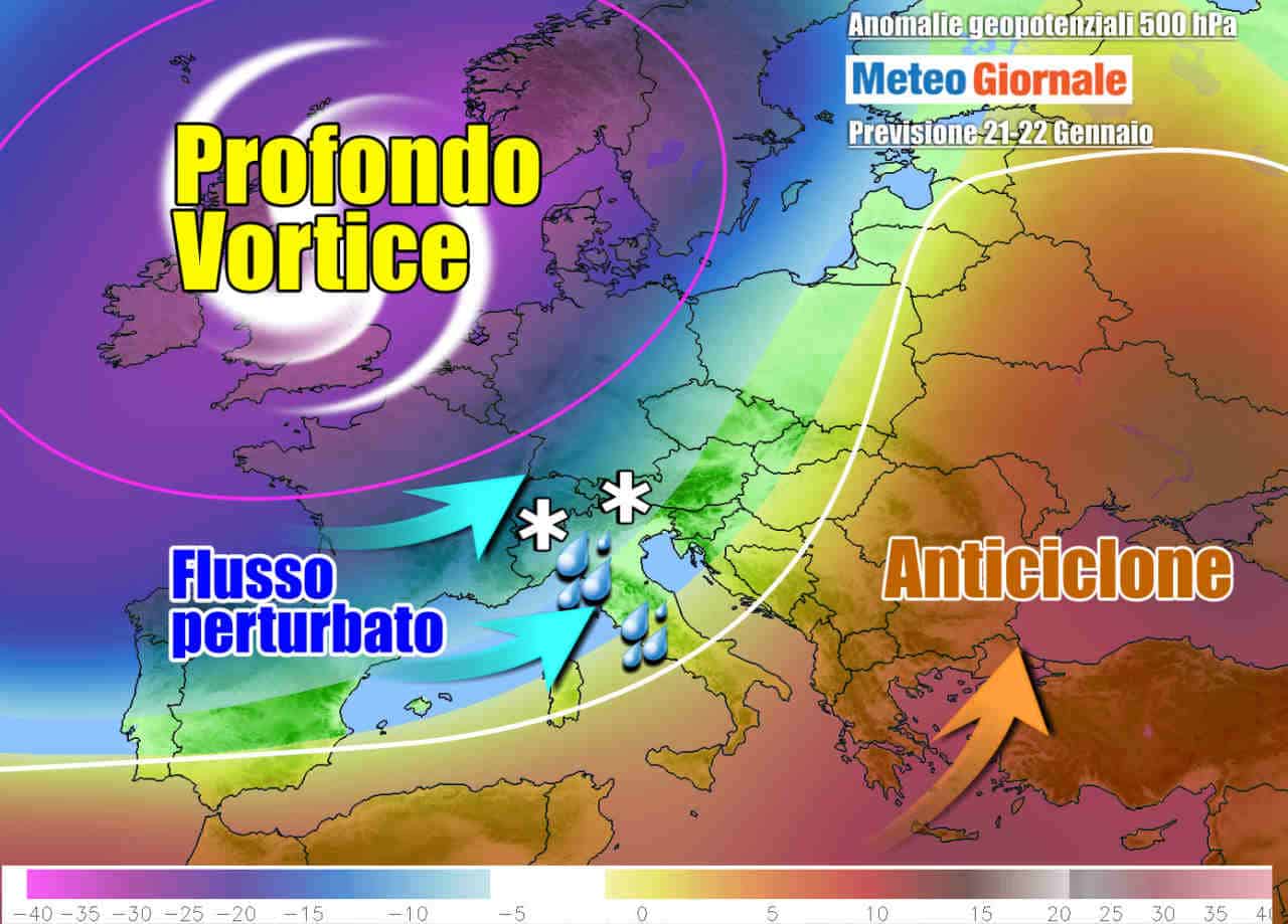 METEO 7 Giorni. PIOGGIA e NEVE, torna maltempo! Ma freddo allenta la morsa