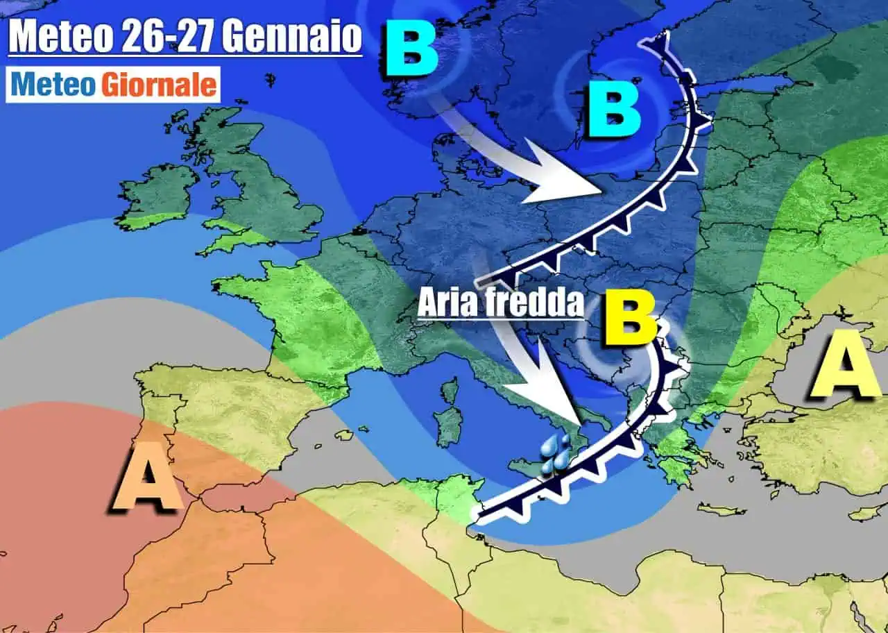 Evoluzione meteo fra martedì e mercoledì