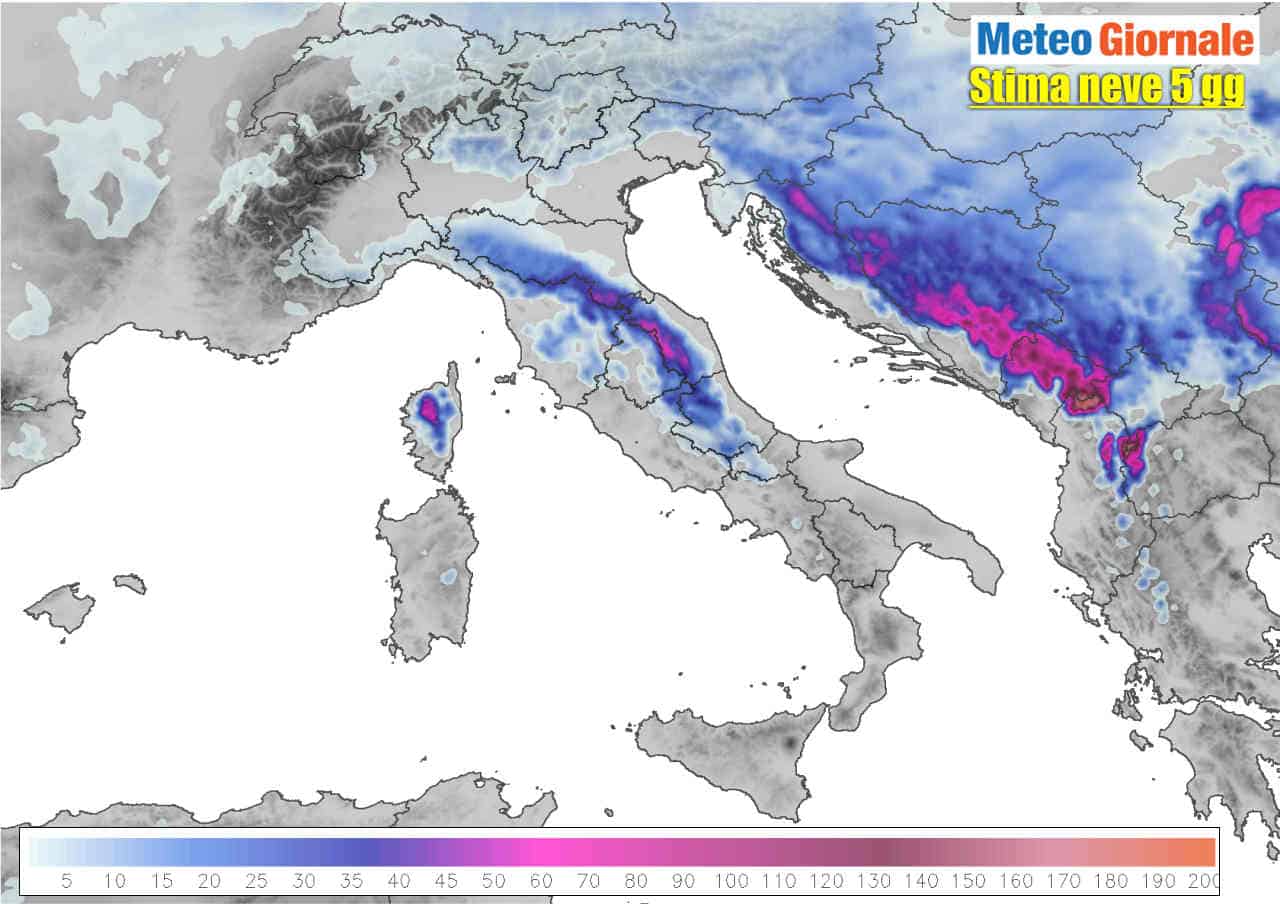 Previsioni meteo neve Italia.