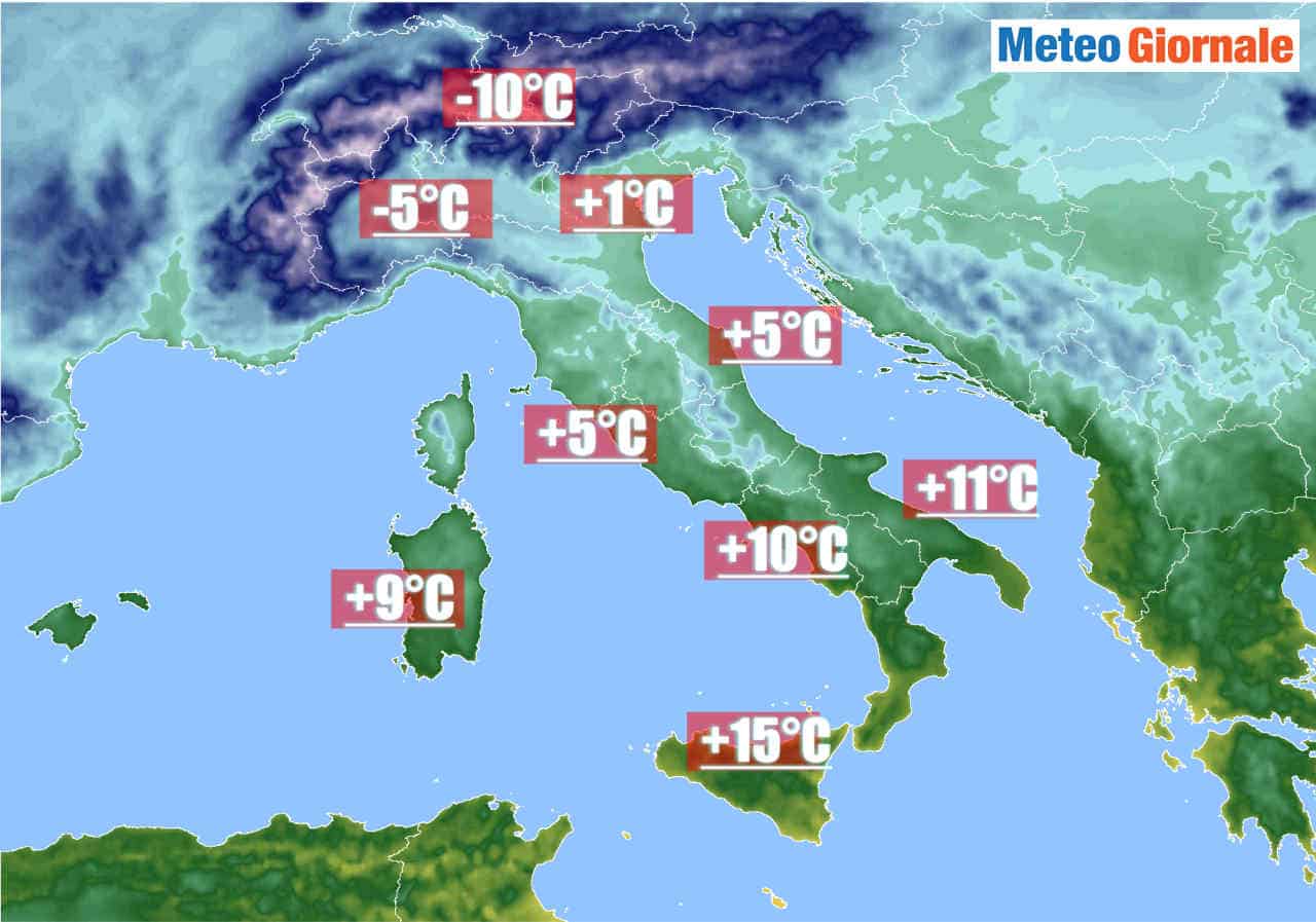 Gelate al Nord Italia, caldo africano al Sud e Sicilia: le temperature