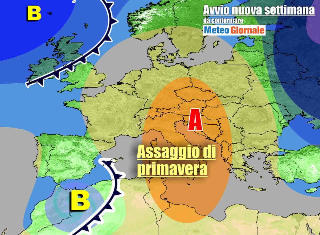 METEO 7 Giorni. Anticipo di primavera con l’anticiclone. Novità a fine mese