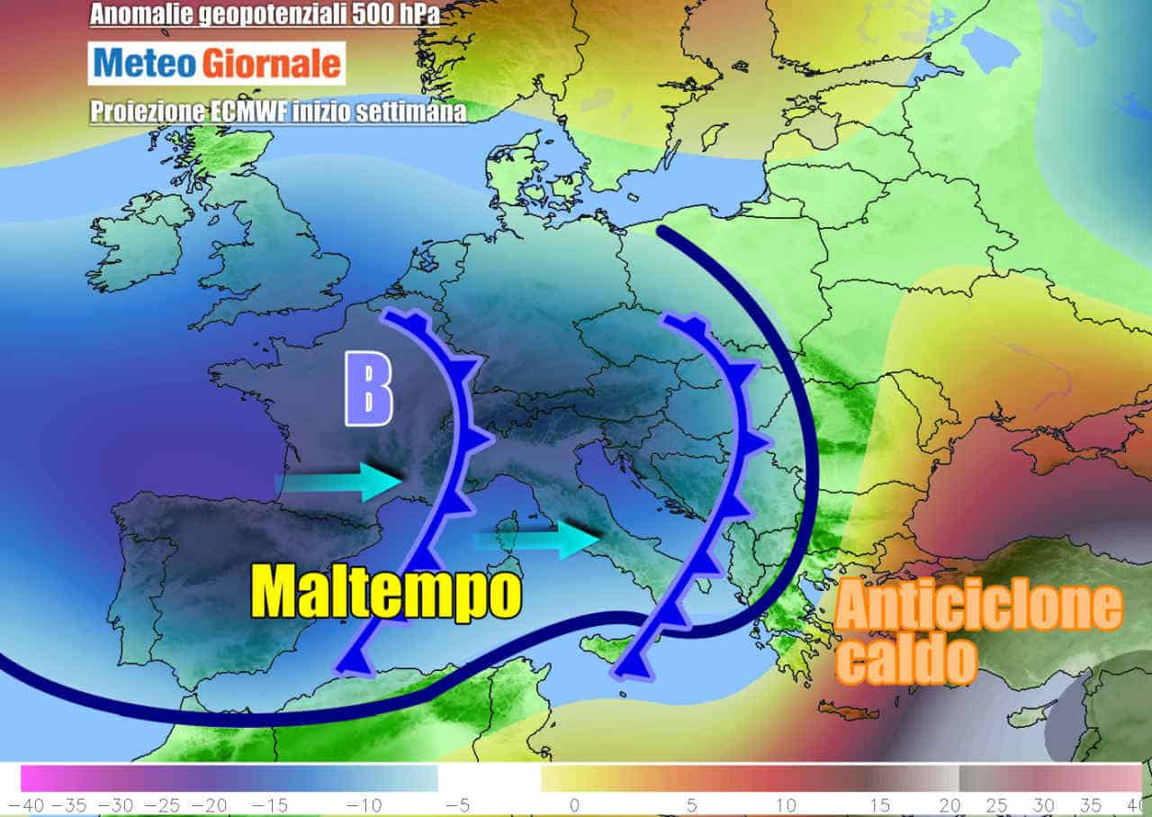 METEO Italia. Maltempo e stop caldo, nuove perturbazioni in settimana