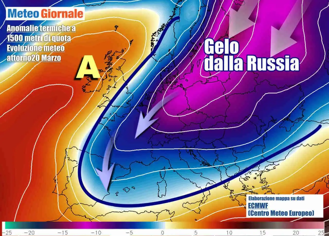 Oltre mezza Europa alle prese con termiche molto basse e inferiori a zero gradi