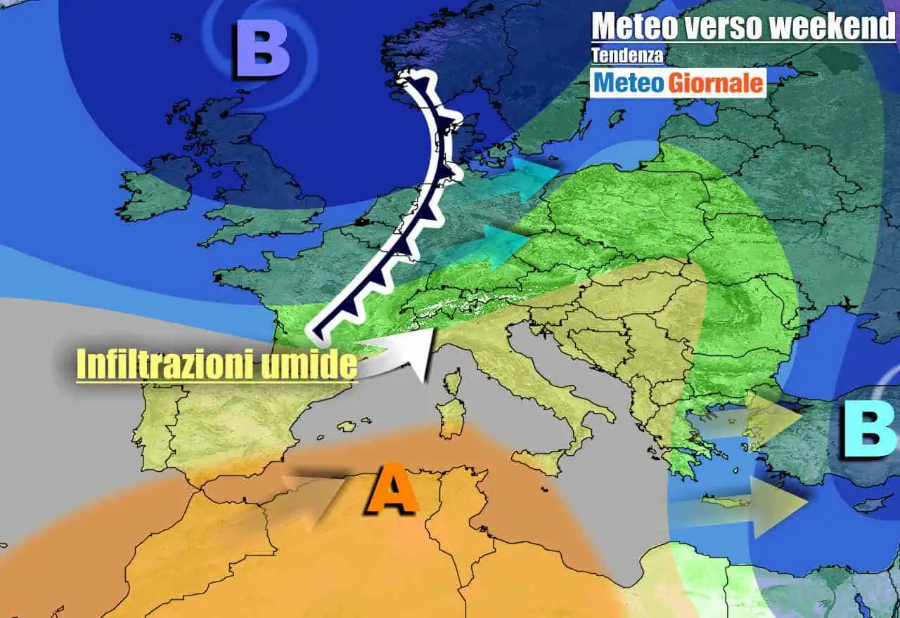 Lo scenario atteso per l'ultima parte di settimana
