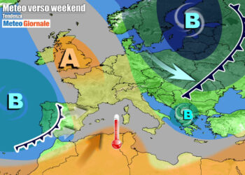 Weekend con rinforzo dell'anticiclone temporaneo verso l'Italia