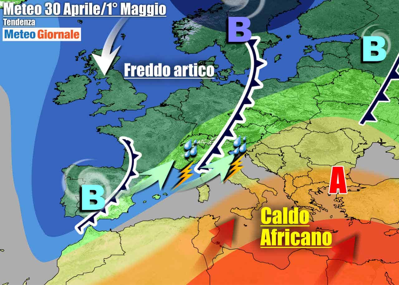 METEO 7 Giorni, PERTURBAZIONI al Centro-Nord e Caldo d'Africa al Sud