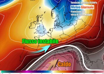 Possibile scenario meteo nel corso della prossima settimana, con l'anticiclone caldo africano su gran parte d'Italia