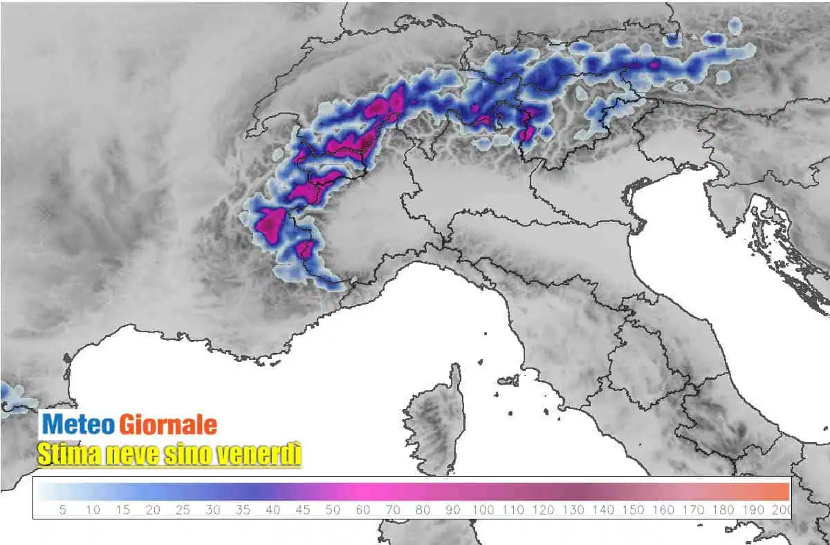 meteo alpi neve prevista