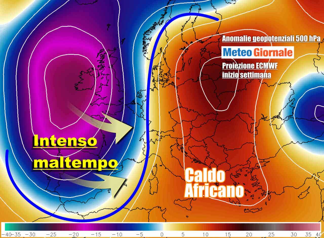 Meteo con FORTE , perturbazione da Lunedì. Super MALTEMPO. Grandine