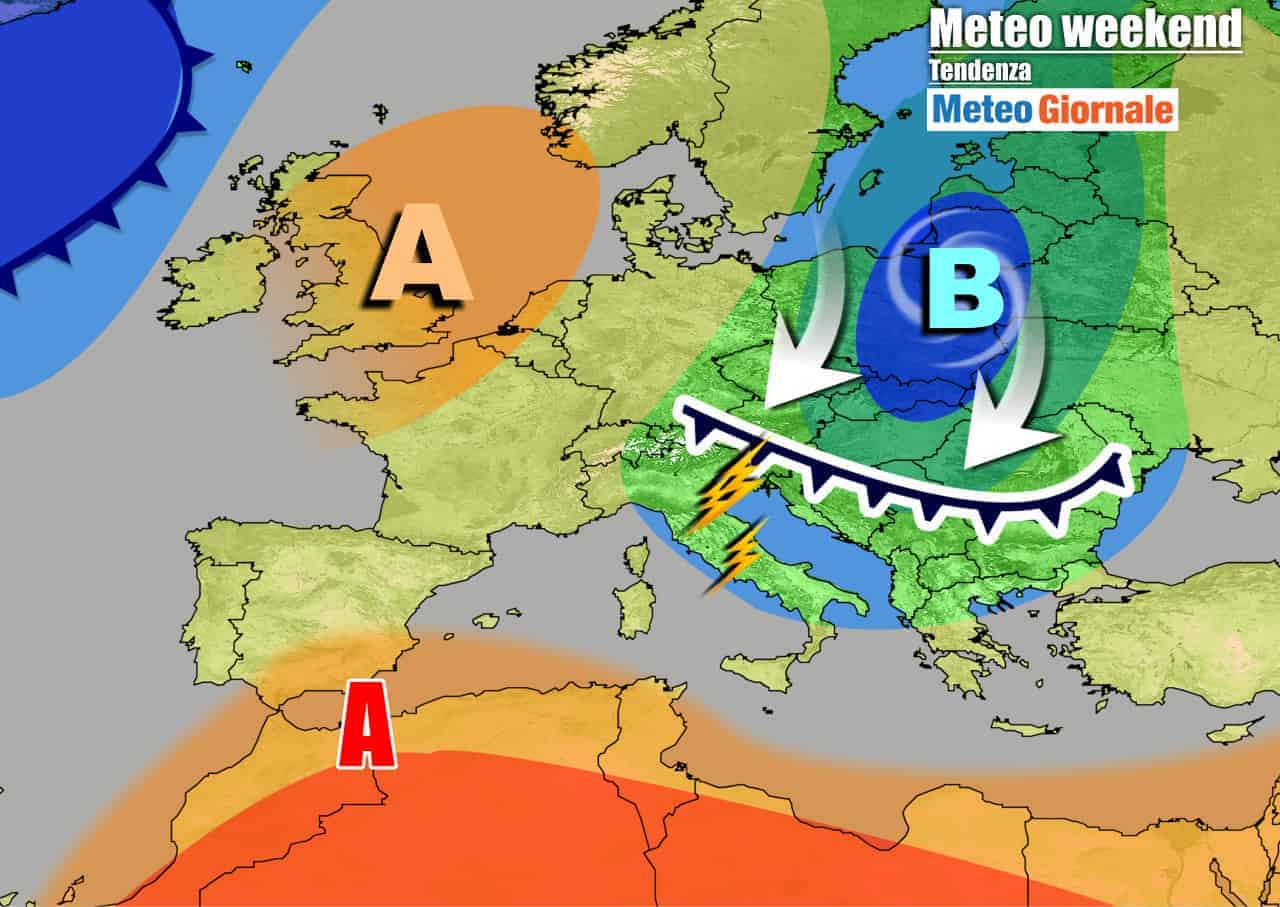 METEO 7 Giorni. Peggiora nel corso del weekend. ACQUAZZONI e TEMPORALI