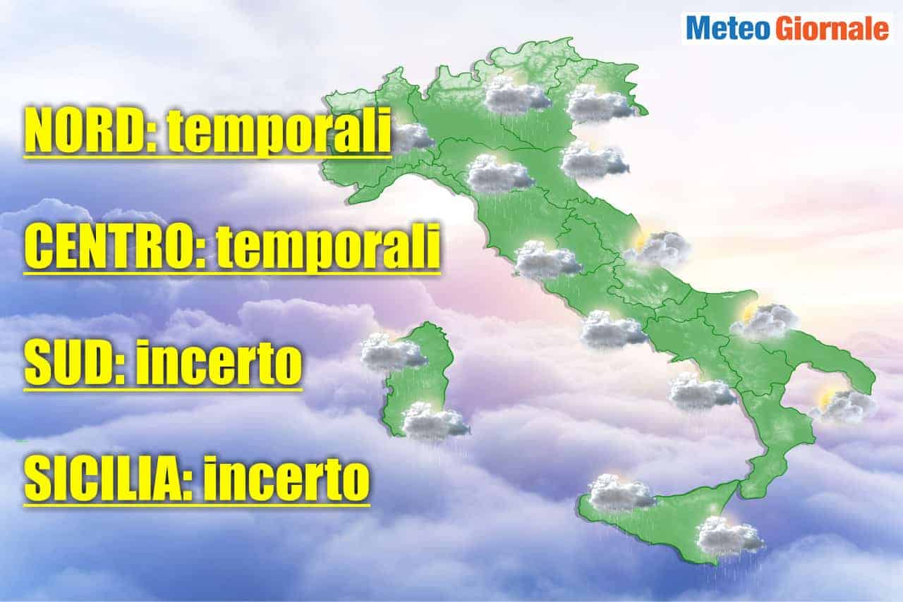 Meteo domani 6 Giugno 2021, Maltempo con FORTI Temporali, rischio di GRANDINE