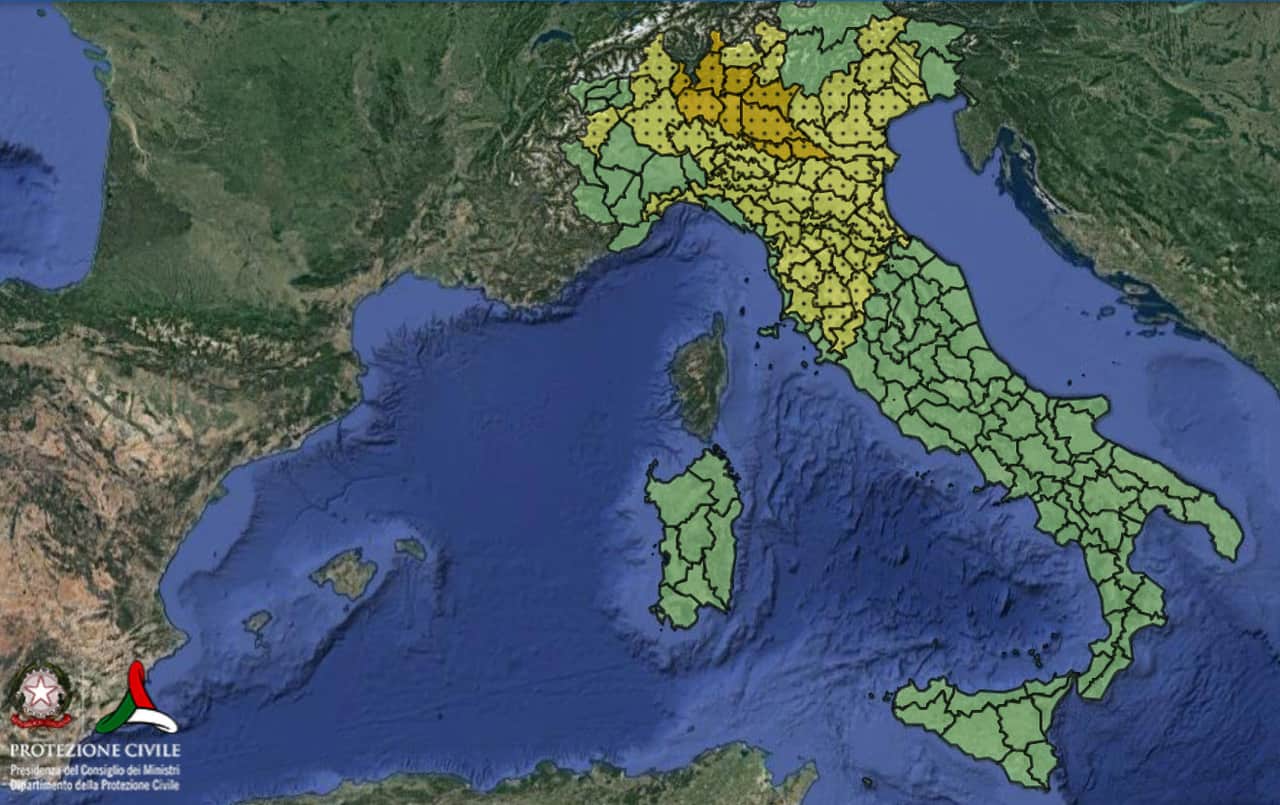 Ecco l’Allerta meteo Protezione Civile. Lunedì diffusi temporali al Nord e Toscana