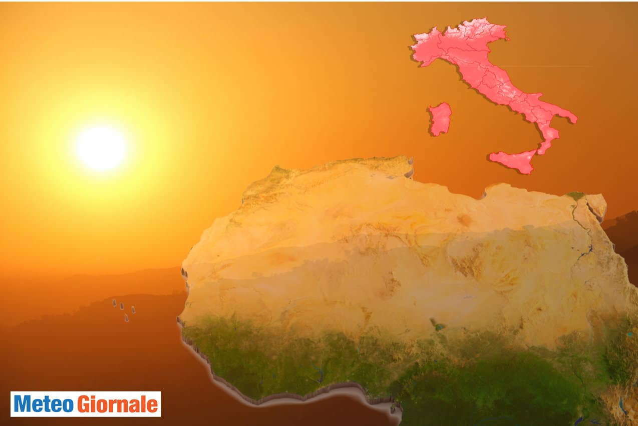 Meteo CALDO con il carico di SABBIA dal SAHARA sull’Italia: il Ghibli