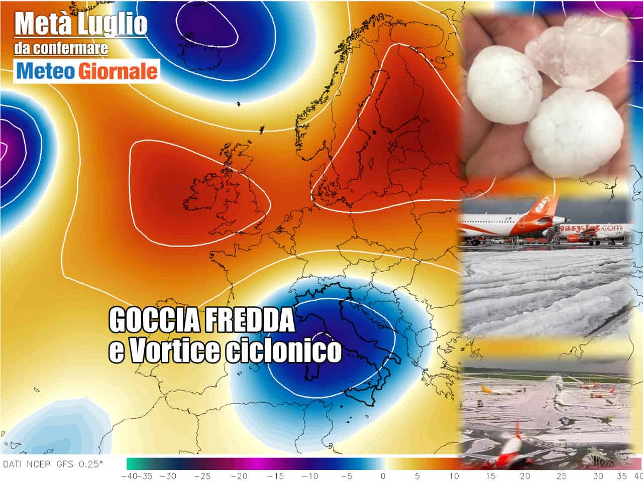 Gran TRAMBUSTO meteo. Svolta per Vortice Freddo. Di nuovo Grandine