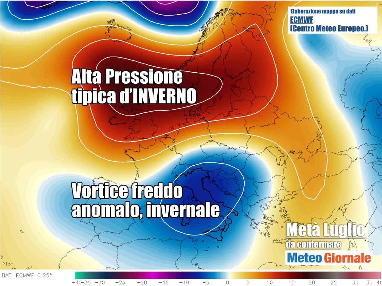 STOP Meteo Estate Goccia d’Aria Fredda dalla Rotta Italia. Rischio Temporali