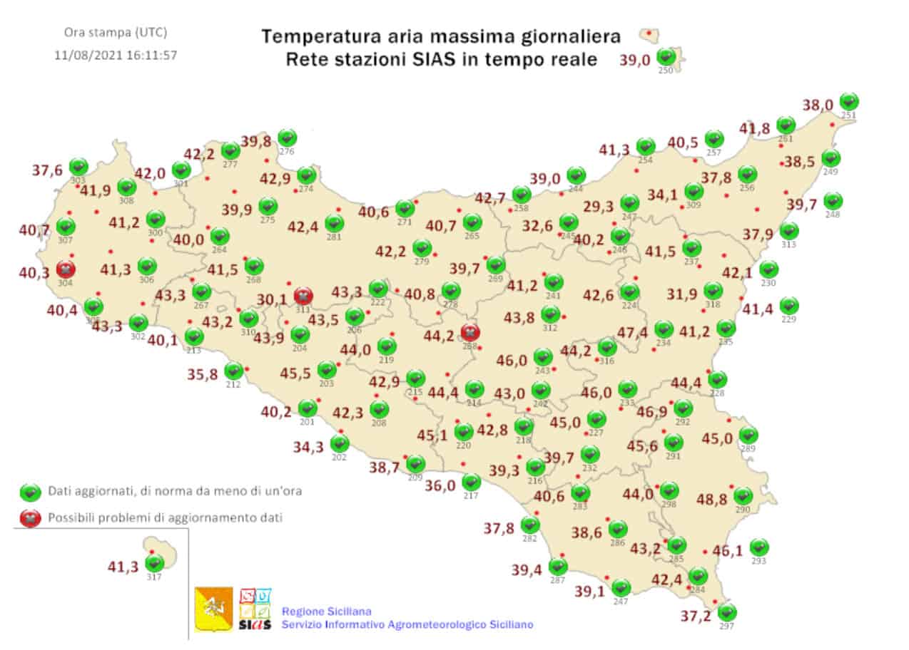 Sicilia, batte i record di tutti i tempi moderni con 49 gradi