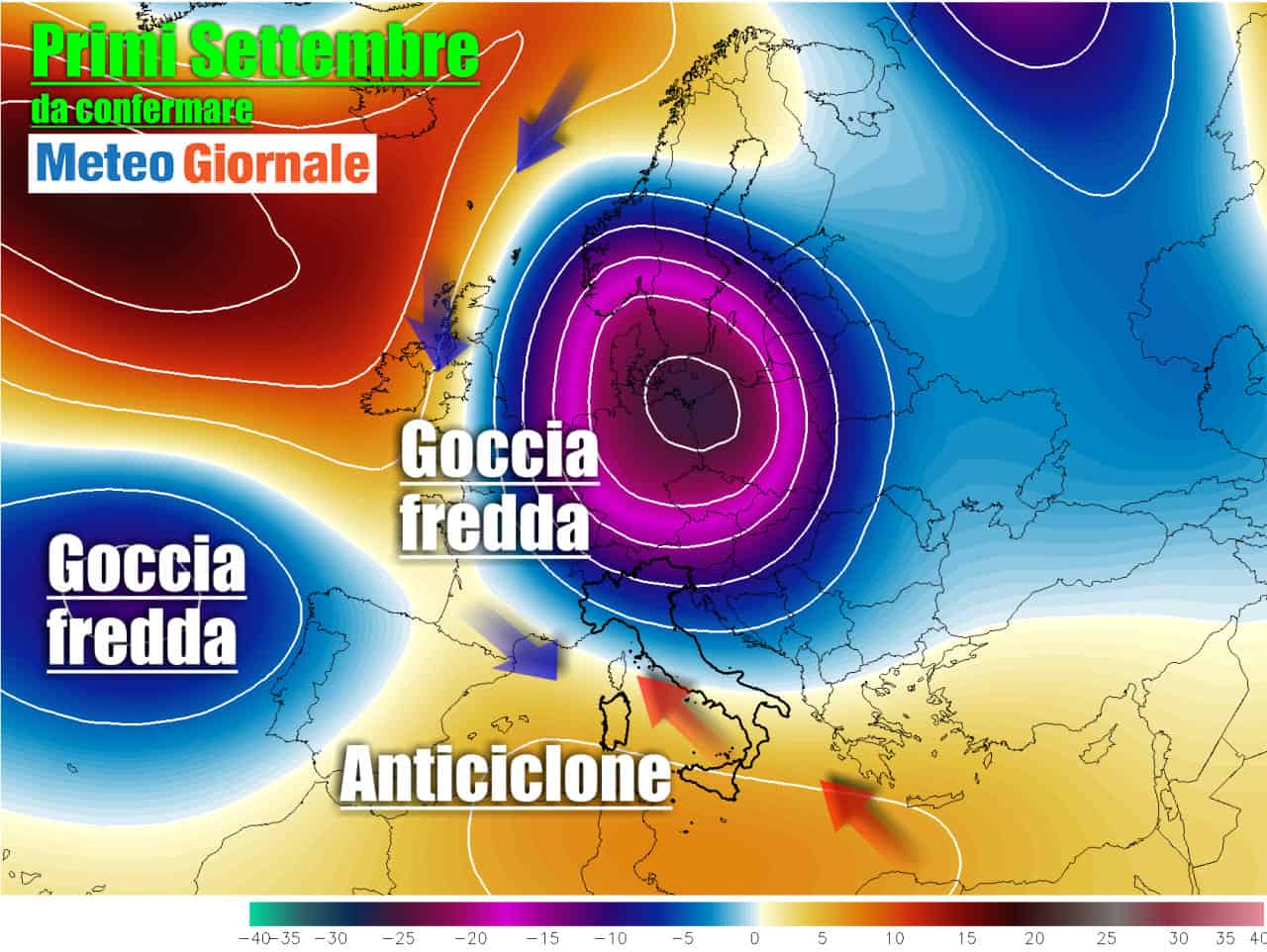 evoluzione meteo con gocce aria fredda